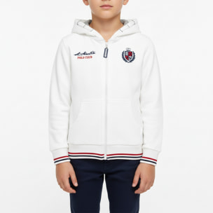 Felpa zip e cappuccio con ricamo logo french terry