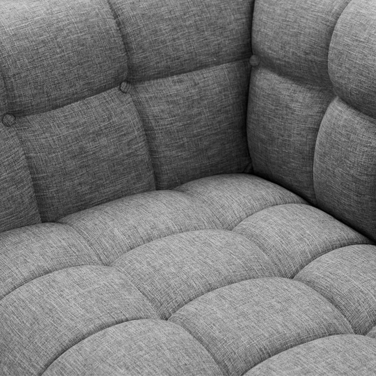 Canapé 3 places capitonné en tissu gris - Carmen