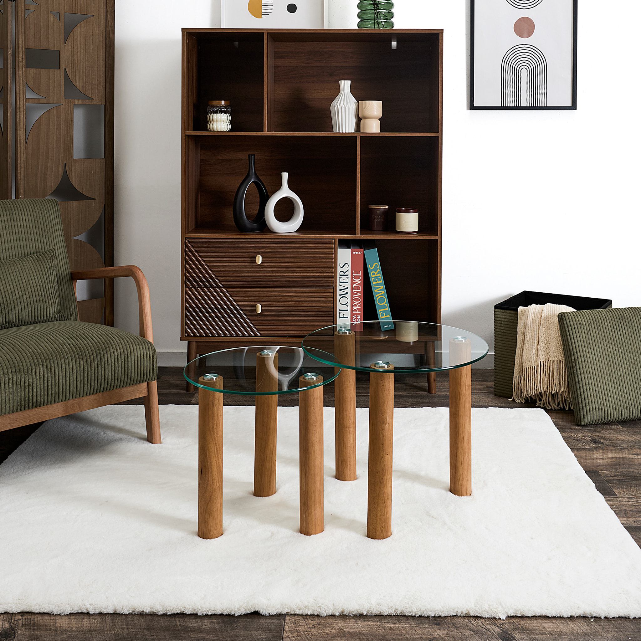 Table Gigogne  Verre Trempe Rond Clara X2