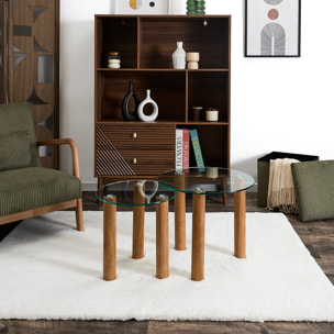Table Gigogne  Verre Trempe Rond Clara X2