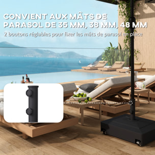 Pied de parasol carré mobile à lester compatible mât 35/38/48 mm noir