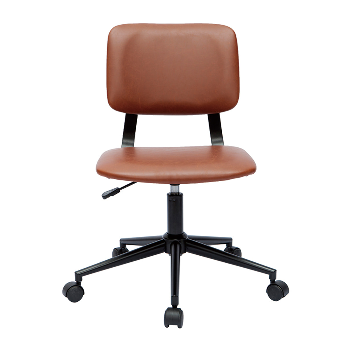 Chaise de bureau à roulettes vintage marron et métal noir LAB