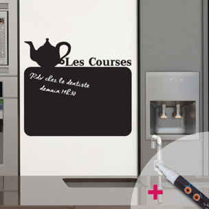 Sticker ardoise tableau noir - stickers muraux adhésif effaçable - CLASSIQUE LES COURSES + CRAIE LIQUIDE BLANCHE