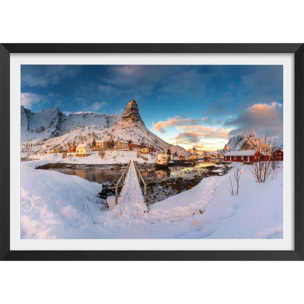 Affiche paysage Reine des Glaces Affiche + cadre en bois - Noir
