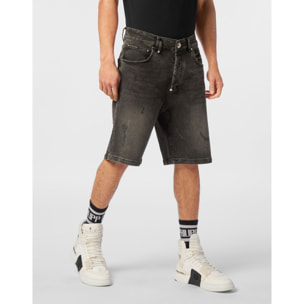 PHILIPP PLEIN DENIM SHORTS SKULL