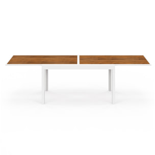 Ensemble repas extensible Timbia 12 places blanc verre trempé effet bois