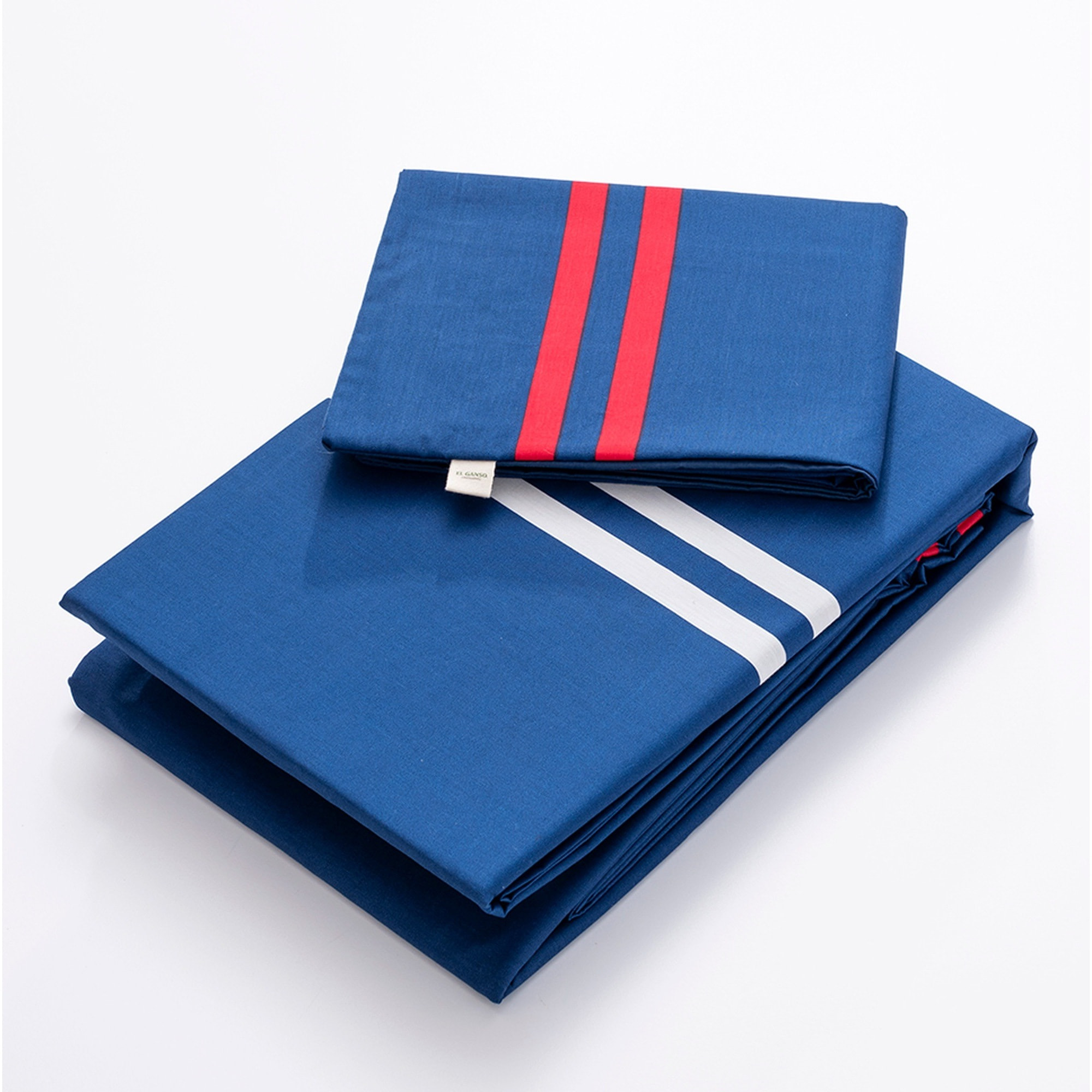 Juego de 3pzs color azul marino (funda nórdica individual 155x200+30cm + sábana bajera 90x200+30cm + funda cojín 45x115cm) 100% algodón 180tc el ganso