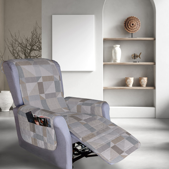 Copripoltrona trapuntato per poltrona relax atene beige cotone- poliestere -tnt