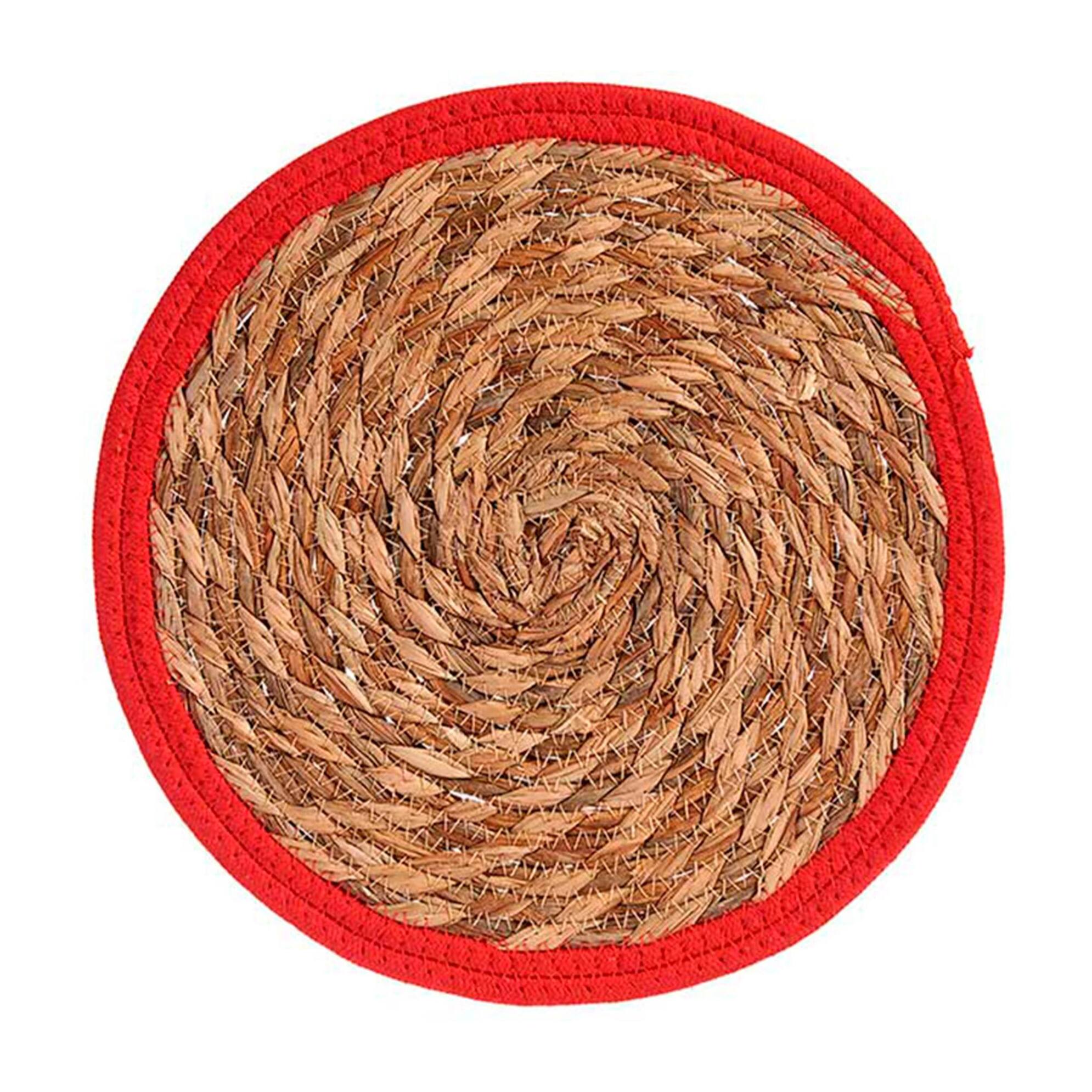 Tapete natural borde rojo 30cm colección kinvara