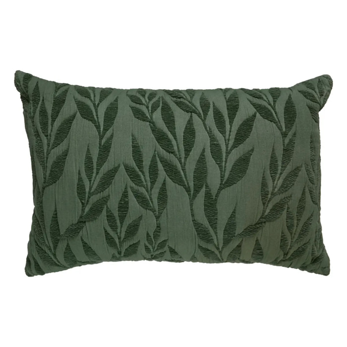 Coussin motif jacquard "Lehto" coton vert tilleul 58x38cm
