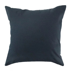 Taie d'oreiller satin de coton motif jacquard bleu Vibrato bleu nuit