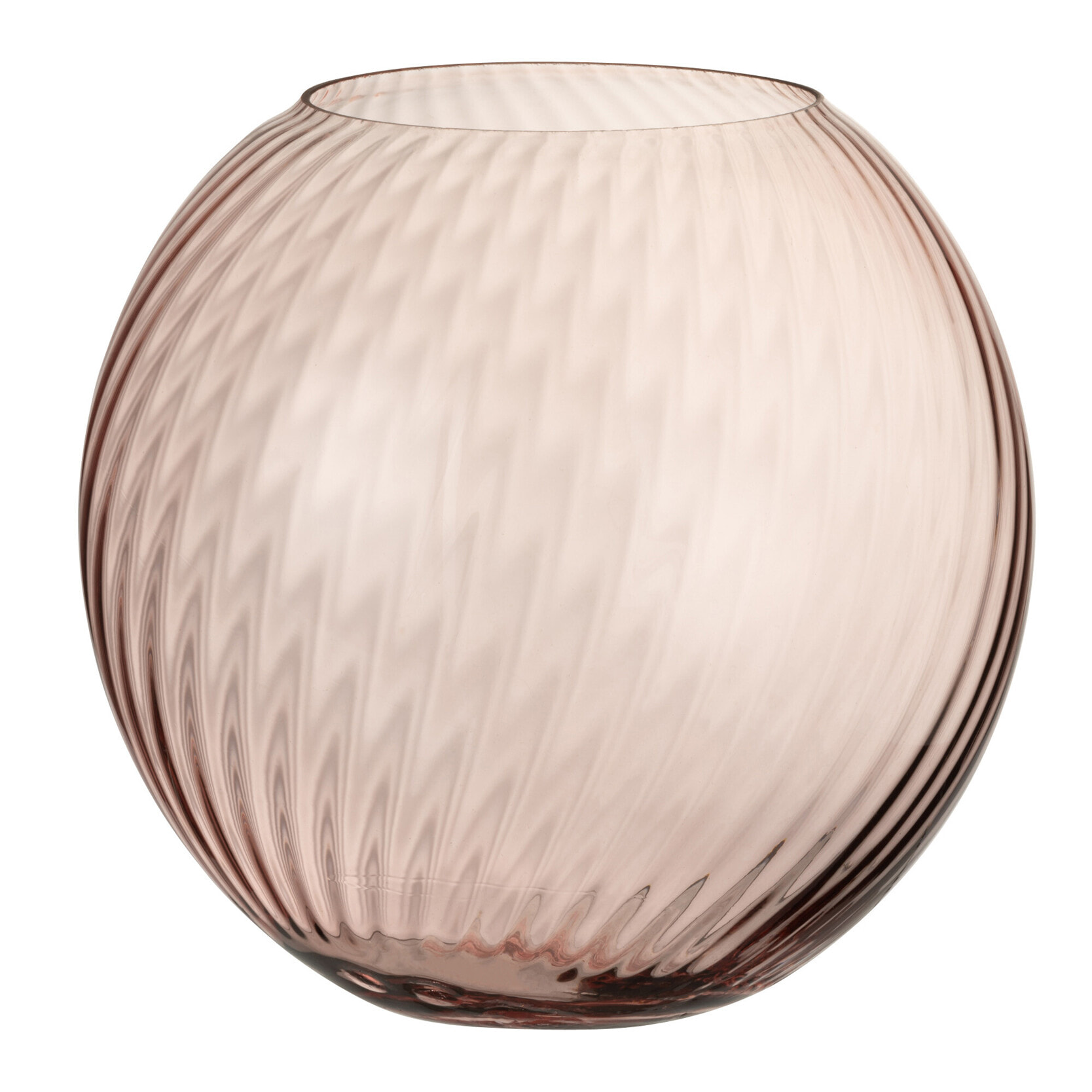 J-Line vase Rond Côtelé - verre - rose - grand - 25 cm de hauteur