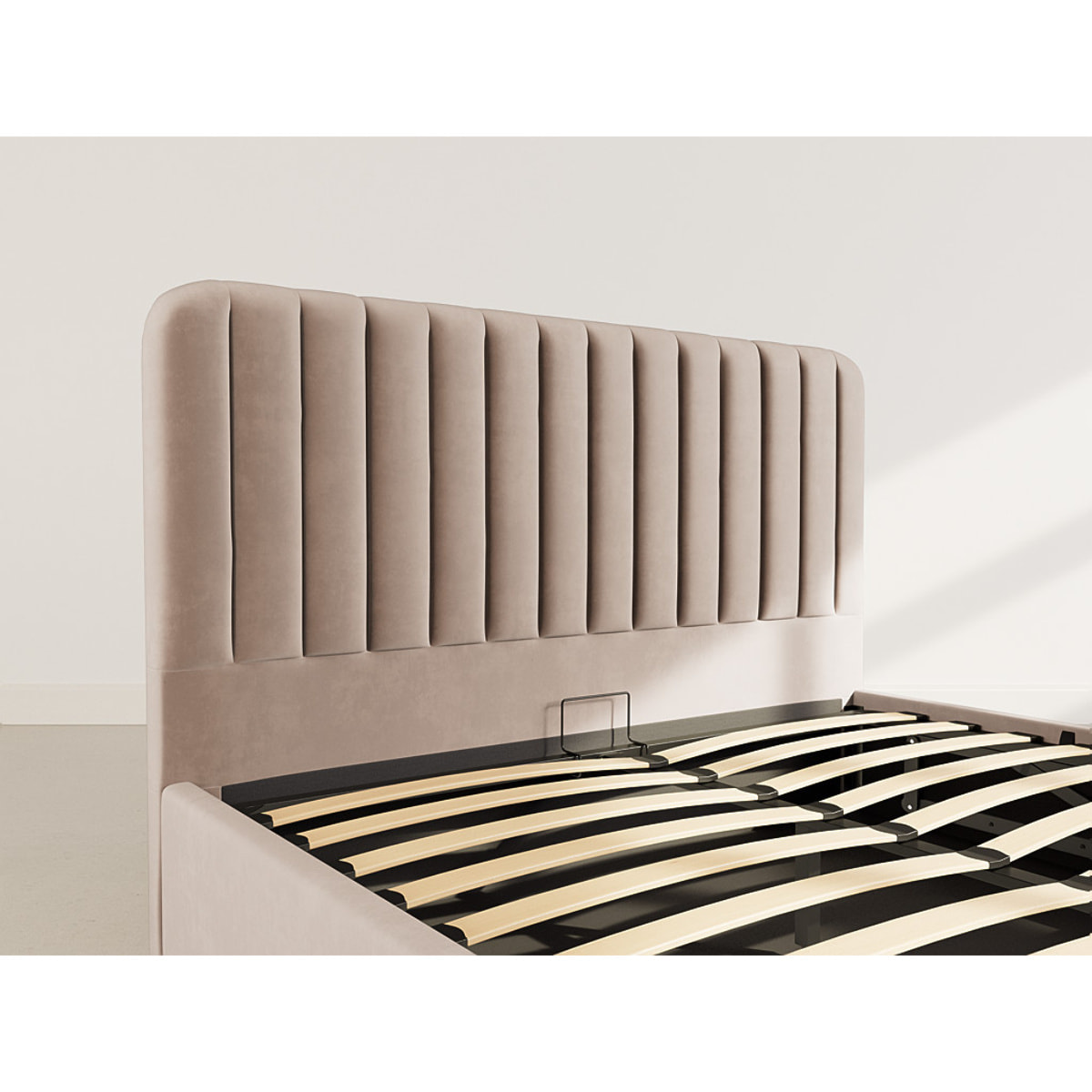 Alice - lit coffre - 160x200 cm - en velours - Taupe