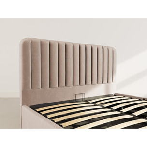 Alice - lit coffre - 160x200 cm - en velours - Taupe
