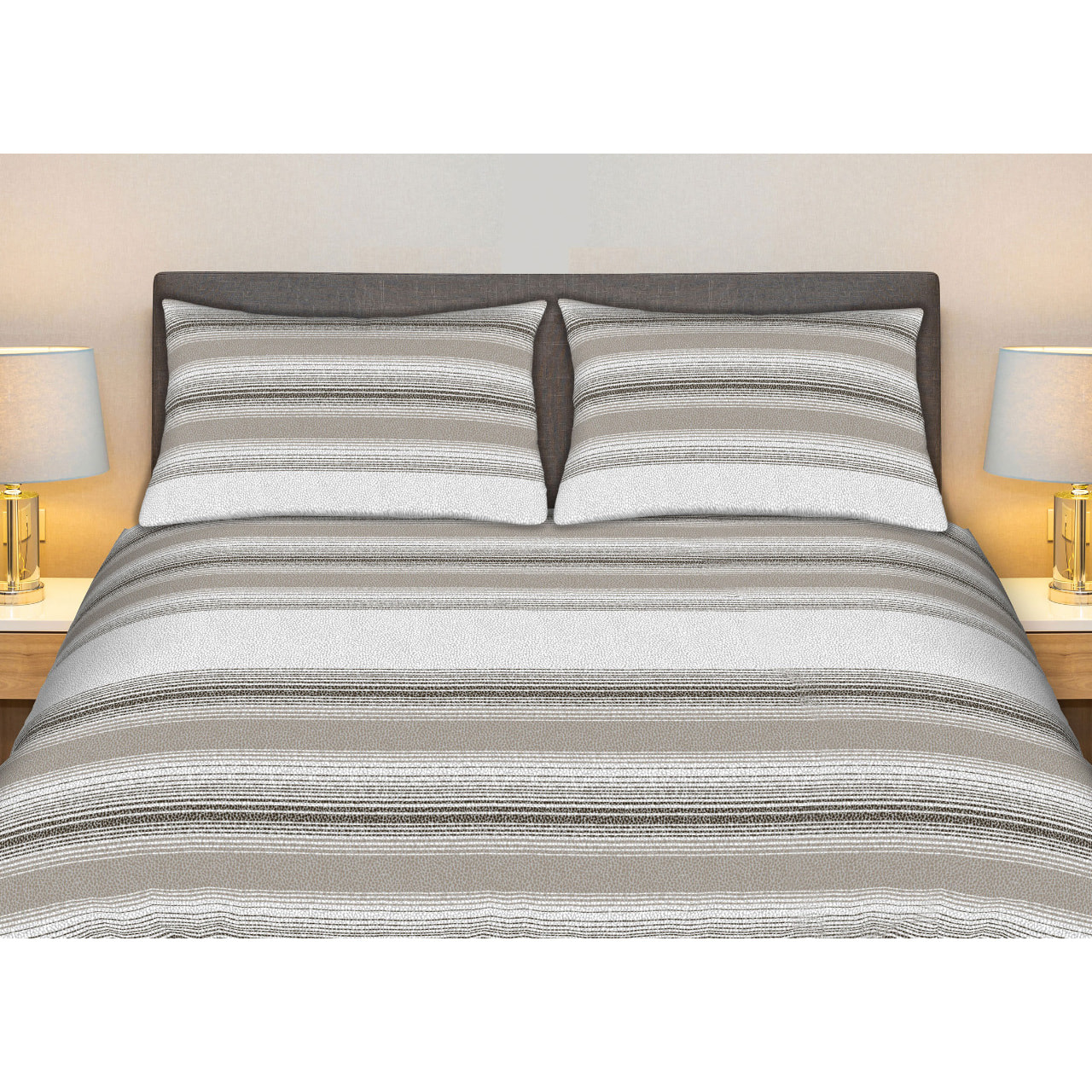 Completo Lenzuola 100% Cotone Effetto Seta Creo Beige CN