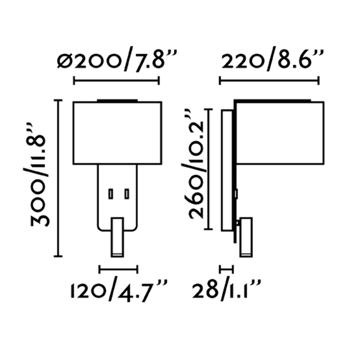 FOLD Lámpara aplique negra con lector LED