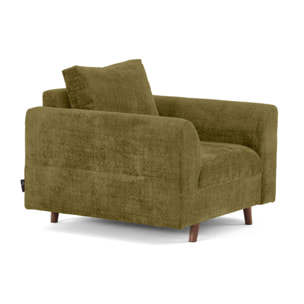 Rune - fauteuil en velours texturé - Vert Olive