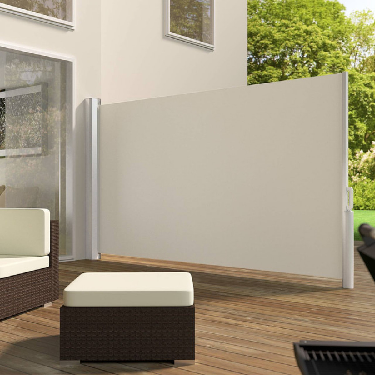 Tende Da Sole Paravento a Scorrimento Laterale Avvolgibile 180X300Cm. Corpo Interamente In Alluminio.Colore Beige
