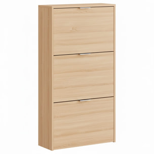 Scarpiera A Ribalta Salvaspazio 3 Ante E 6 Ripiani Mobile Portascarpe Fino A 20 Paia Di Scarpe Ingresso Corridoio Retro Porta 113 x 60 x 22 Cm Rovere