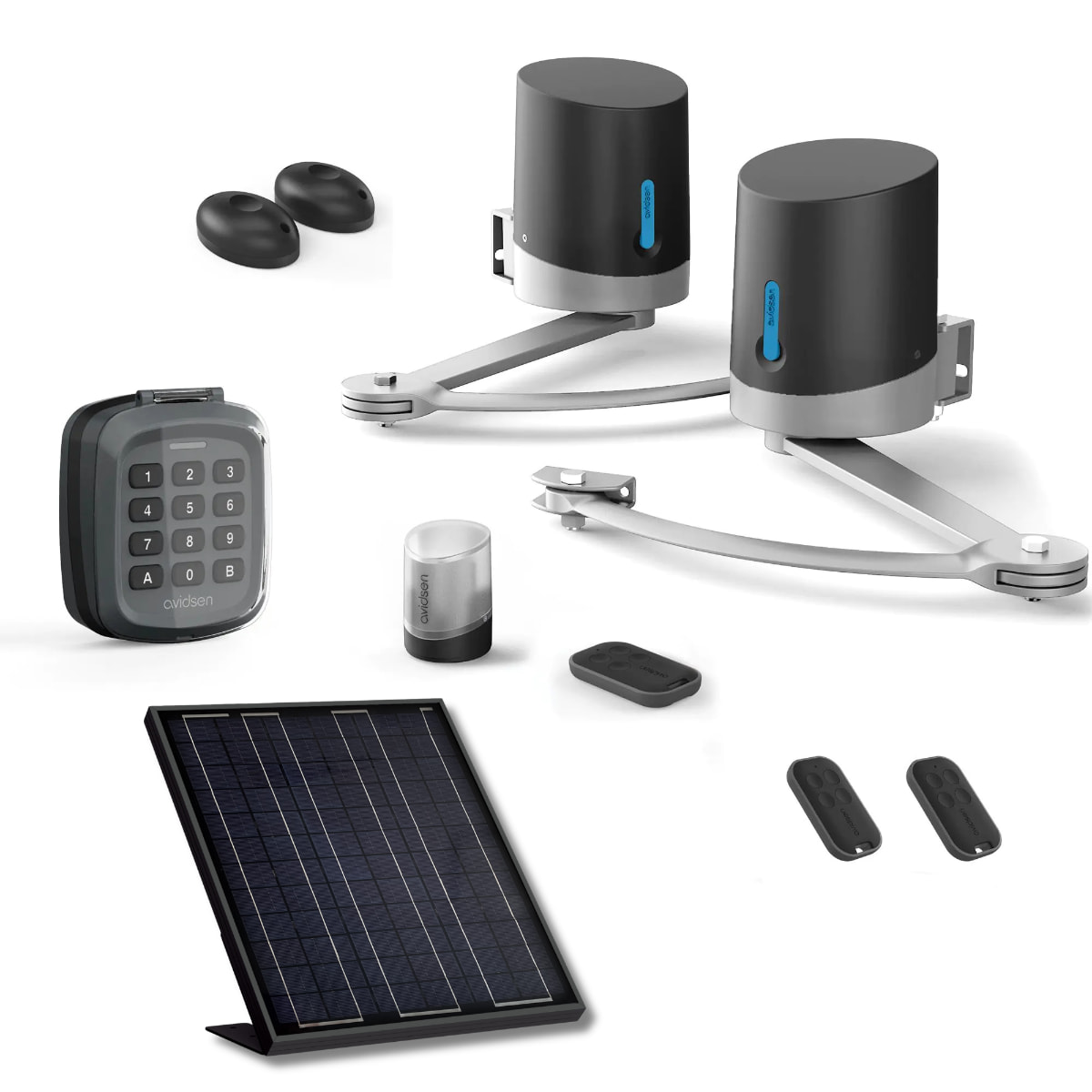 Motorisation Solaire pour portail battants Avidsen ORANE SE+ Digicode + 2 télécommandes supplémentaires (3 en tout)