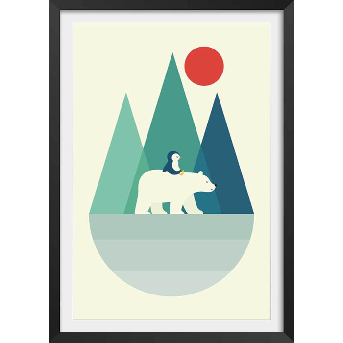 Affiche  walking on the moon Affiche + cadre en bois - Noir