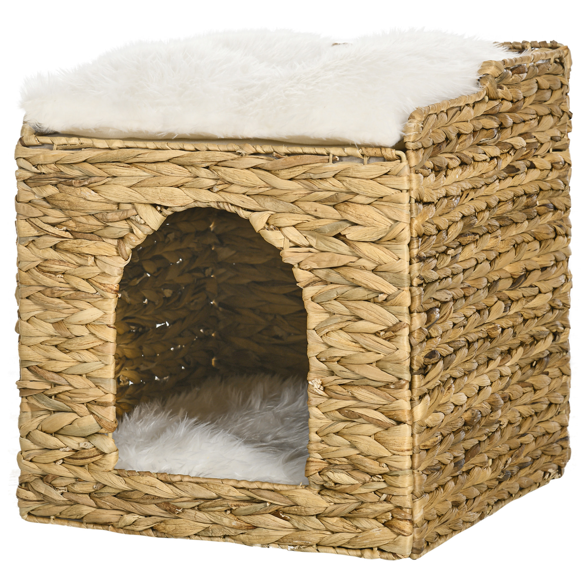Panier chat lit chat cosy grand confort dim. Ø 37 x 41H cm coussins doux inclus jacinthe d'eau