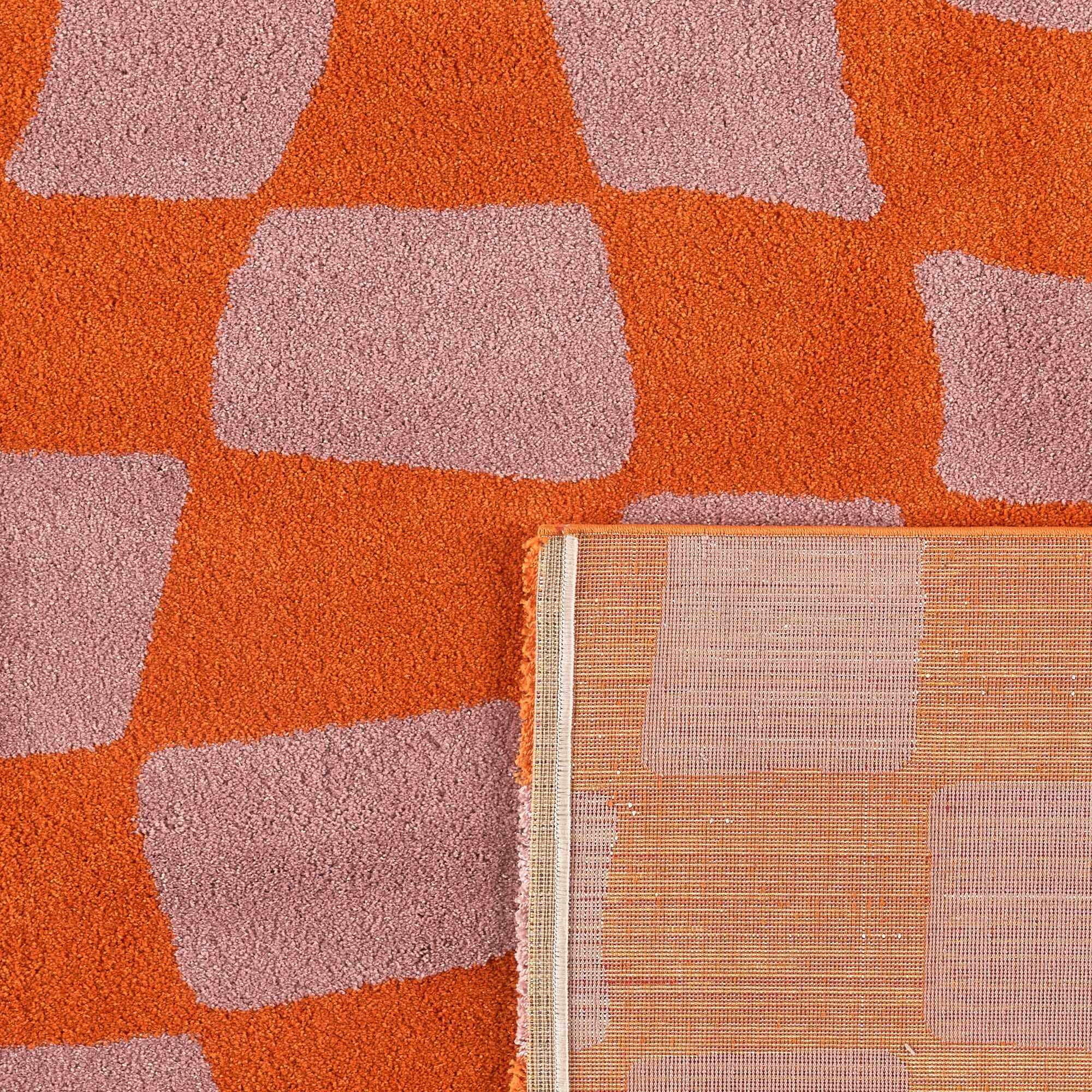 GROOVY - Tapis rétro coloré style seventies - Confortable et moelleux - Orange