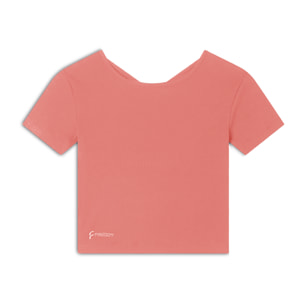 T-shirt slim fit a costine con apertura sulla schiena