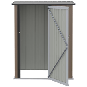 Abri de jardin - remise pour outils - cabanon porte verrouillable - dim. 142L x 84l x 189H cm - tôle d'acier marron blanc