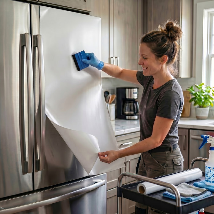 Rouleau adhésif décoratif Vinyle au Mètre - Blanc - Sticker Lavable Imperméable Mur Cuisine Meubles