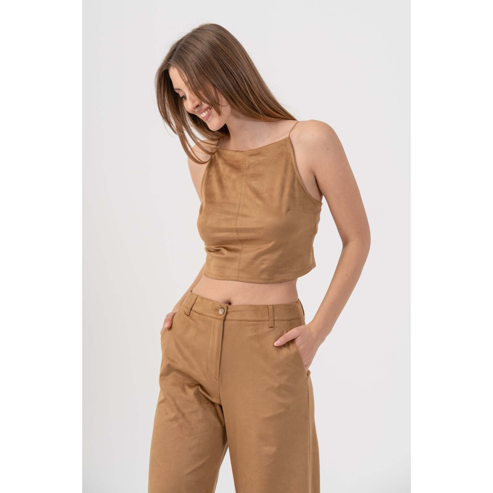 Kocca - Top cropped effetto suede Donna