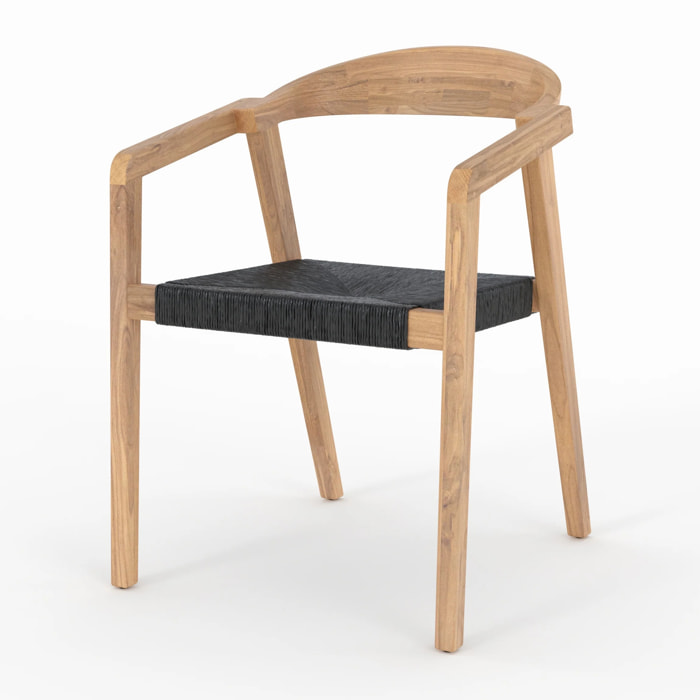 Chaise de jardin en bois de teck recyclé et rotin synthétique - Malio