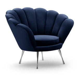 Fauteuil "Kingston" en velours bleu roi