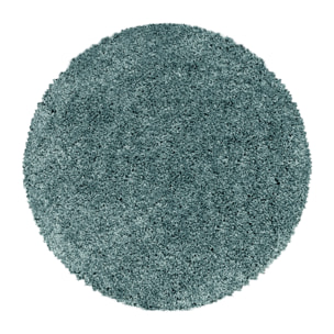 SYDNEY - Tapis shaggy uni rond à poils longs bleu - SYD3000BLE