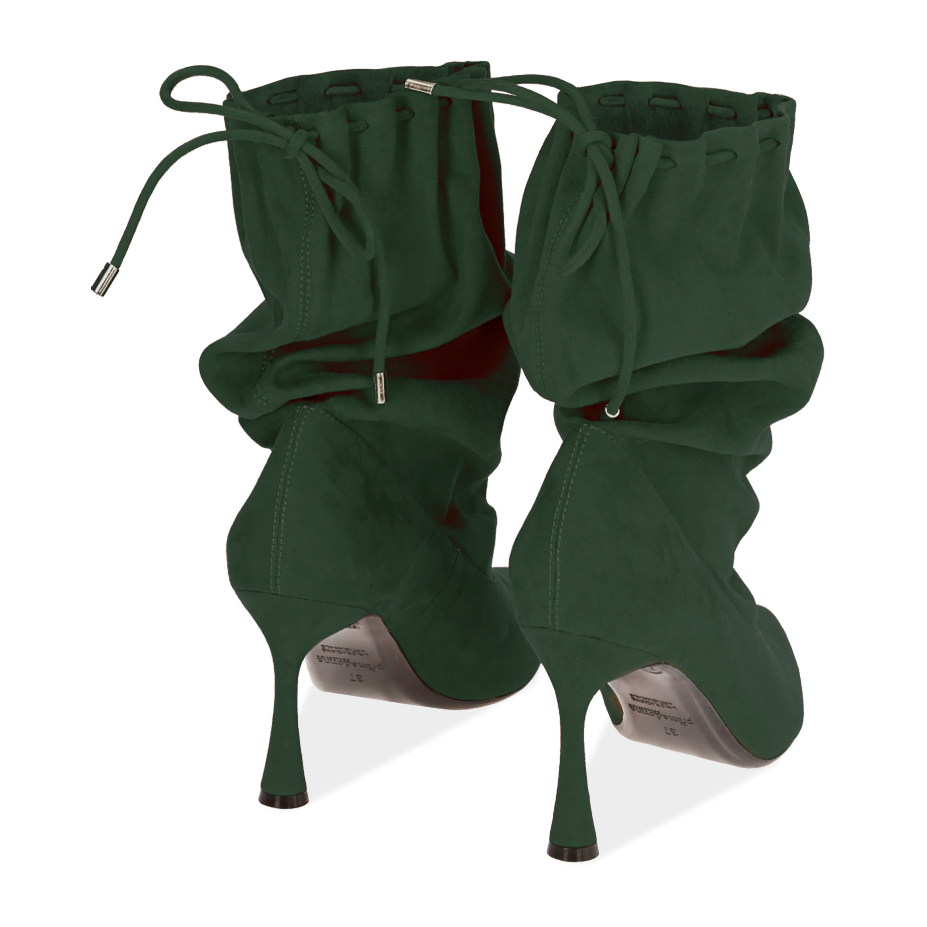 Ankle boots verdi in microfibra, 8,5 cm