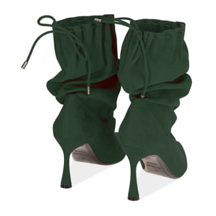 Ankle boots verdi in microfibra, 8,5 cm