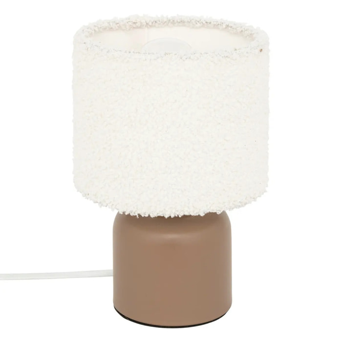 Lampe à poser Bona bouclette marron H22cm