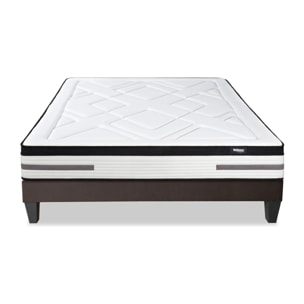 Ensemble Matelas Hybride Bellevue & Sommier KIT15, mémoire de forme et ressorts ensachés, technologie Tri-lattes, soutien ferme