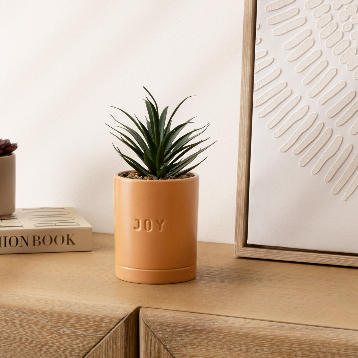 Plante artificielle en pot en céramique H20cm ambre