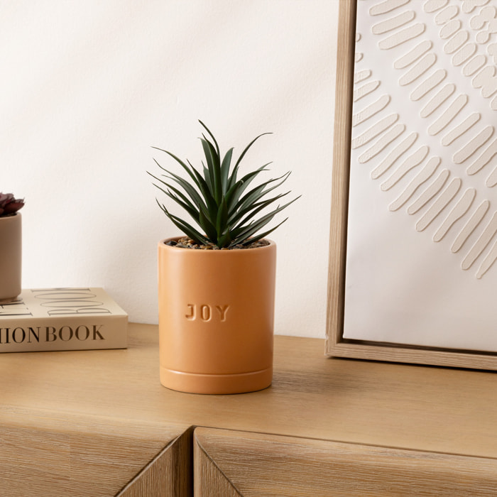 Plante artificielle en pot en céramique H20cm ambre