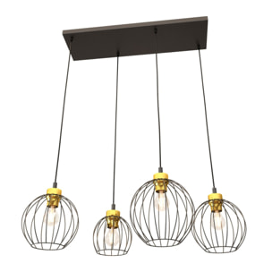 Lampada a sospensione Nando in acciaio nero e oro