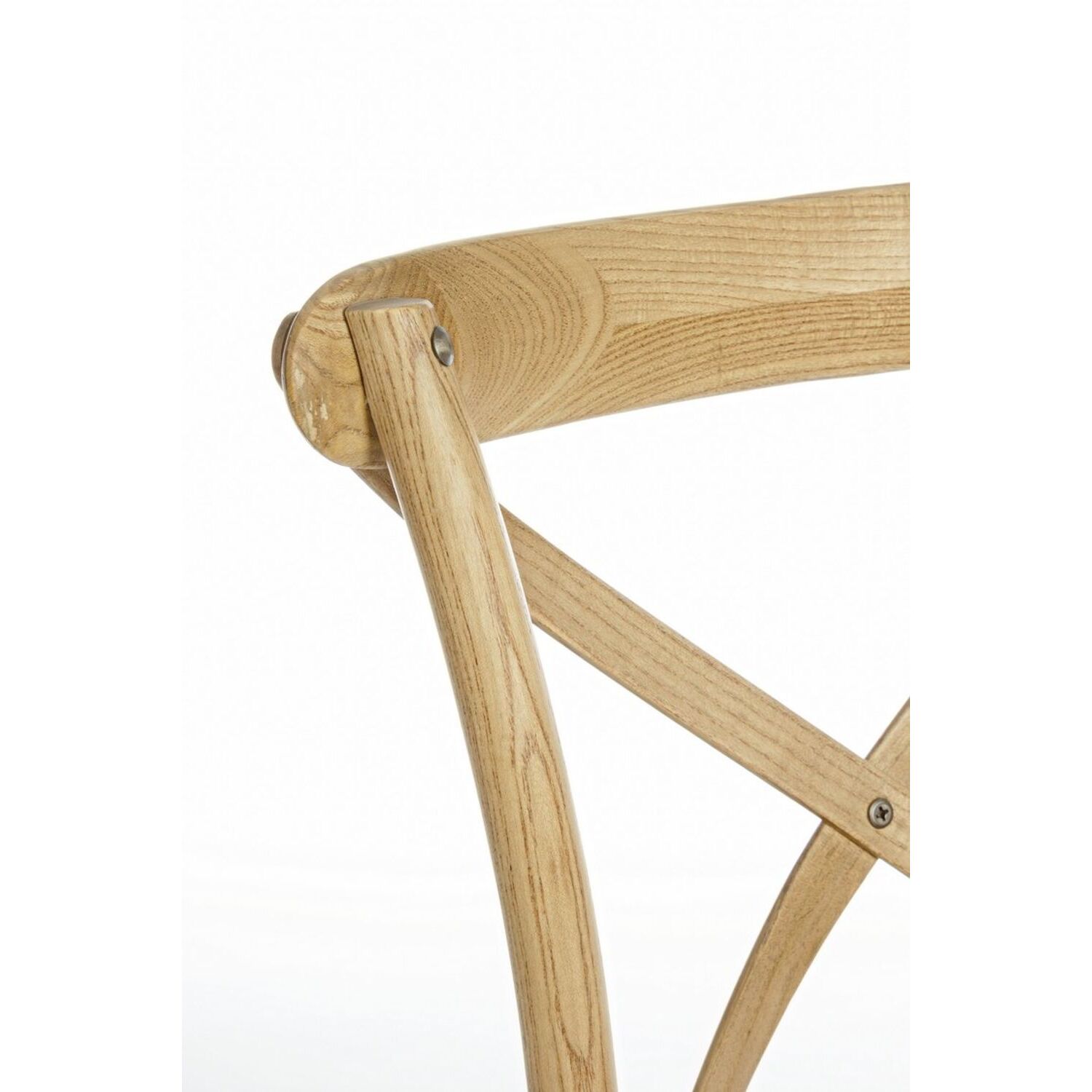 Set di sedie CROSS in legno di olmo marrone e rattan naturale