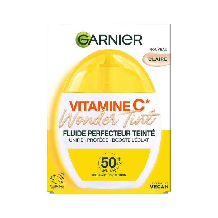 Garnier SkinActive Vitamine C Fluide Perfecteur Teinté Wonder Tint SPF50+, Teinte Claire