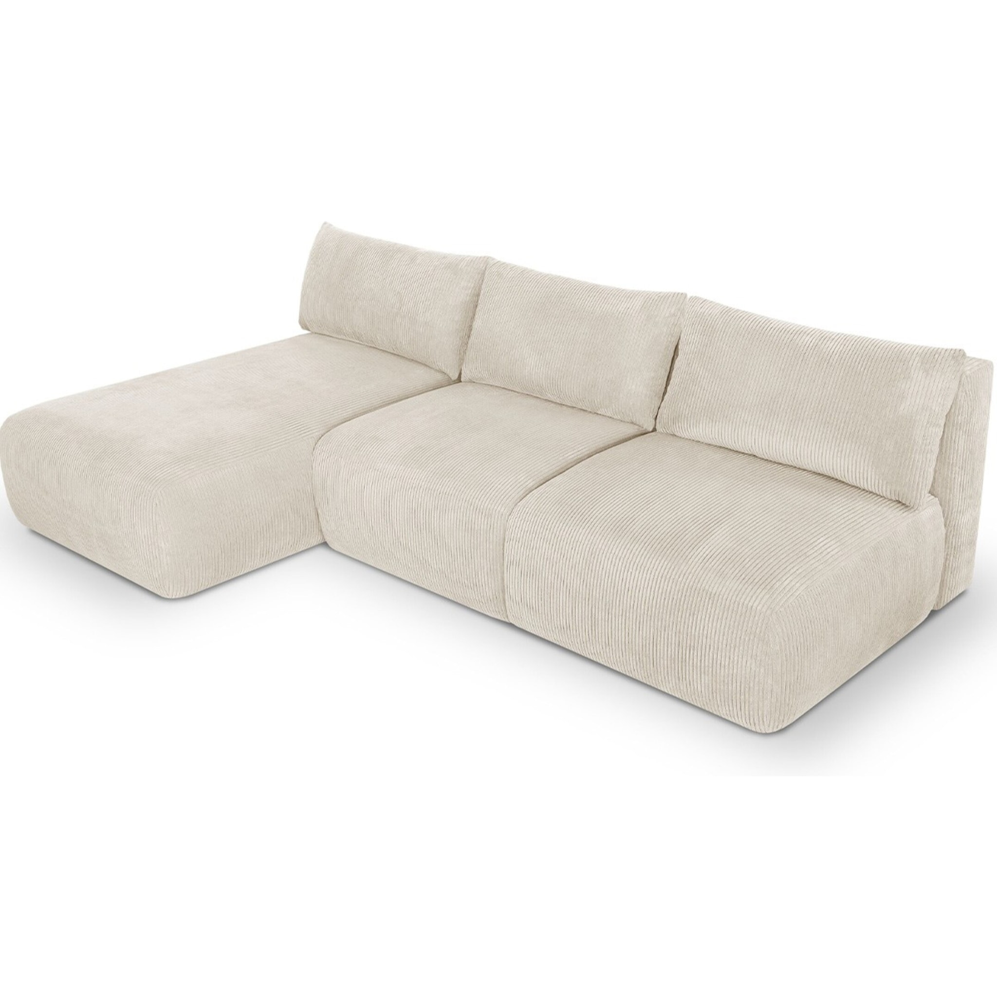 Canapé d'angle à gauche convertible 4 places en velours côtelé - JASPER