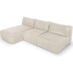 Canapé d'angle à gauche convertible 4 places en velours côtelé - JASPER