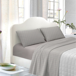 WHITE & WHITE Completo letto 1 piazza e mezza tinto in filo stripe prelavato tortora