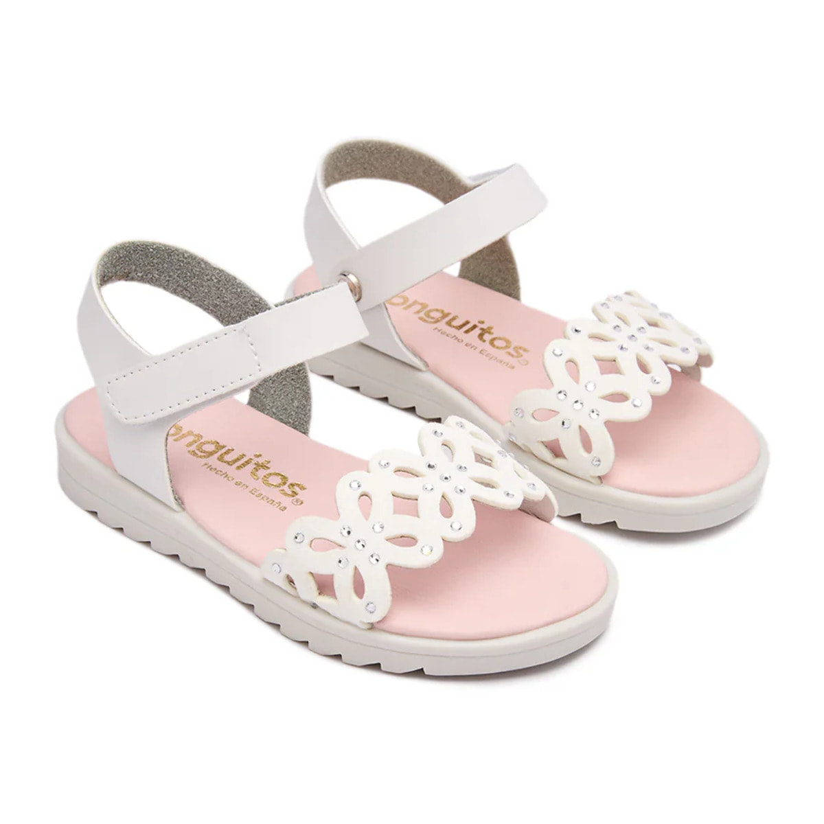 Sandalias de Niña Blancas con Corte de Mariposa