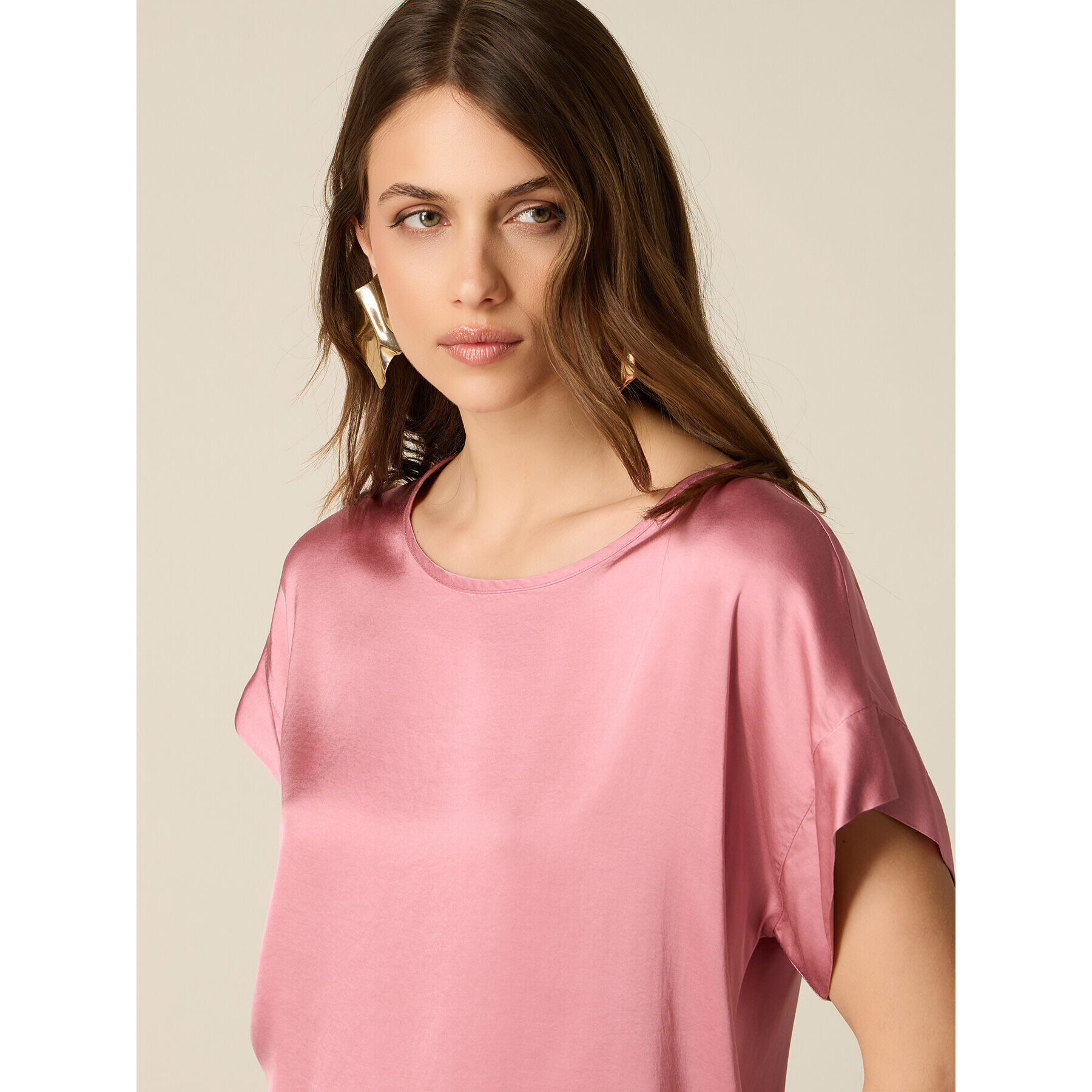 Oltre - Blusa de satén de viscosa - Rosa