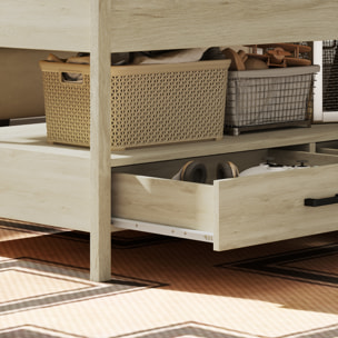 Mesa de Centro Elevable Mesa de Café con Encimera Elevable Espacio Oculto de Almacenaje Cajones y Estante Abierto 100x50x48-62 cm Roble