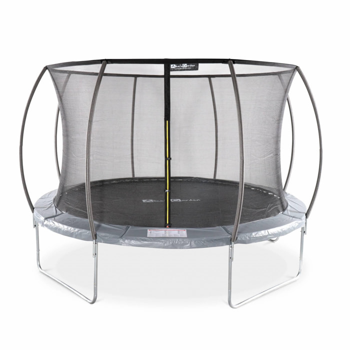 Trampoline rond Ø 370cm gris avec filet de protection intérieur - Saturne Inner – Nouveau modèle - trampoline de jardin 3.7m 370 cm |Design| Qualité PRO. | Normes EU.